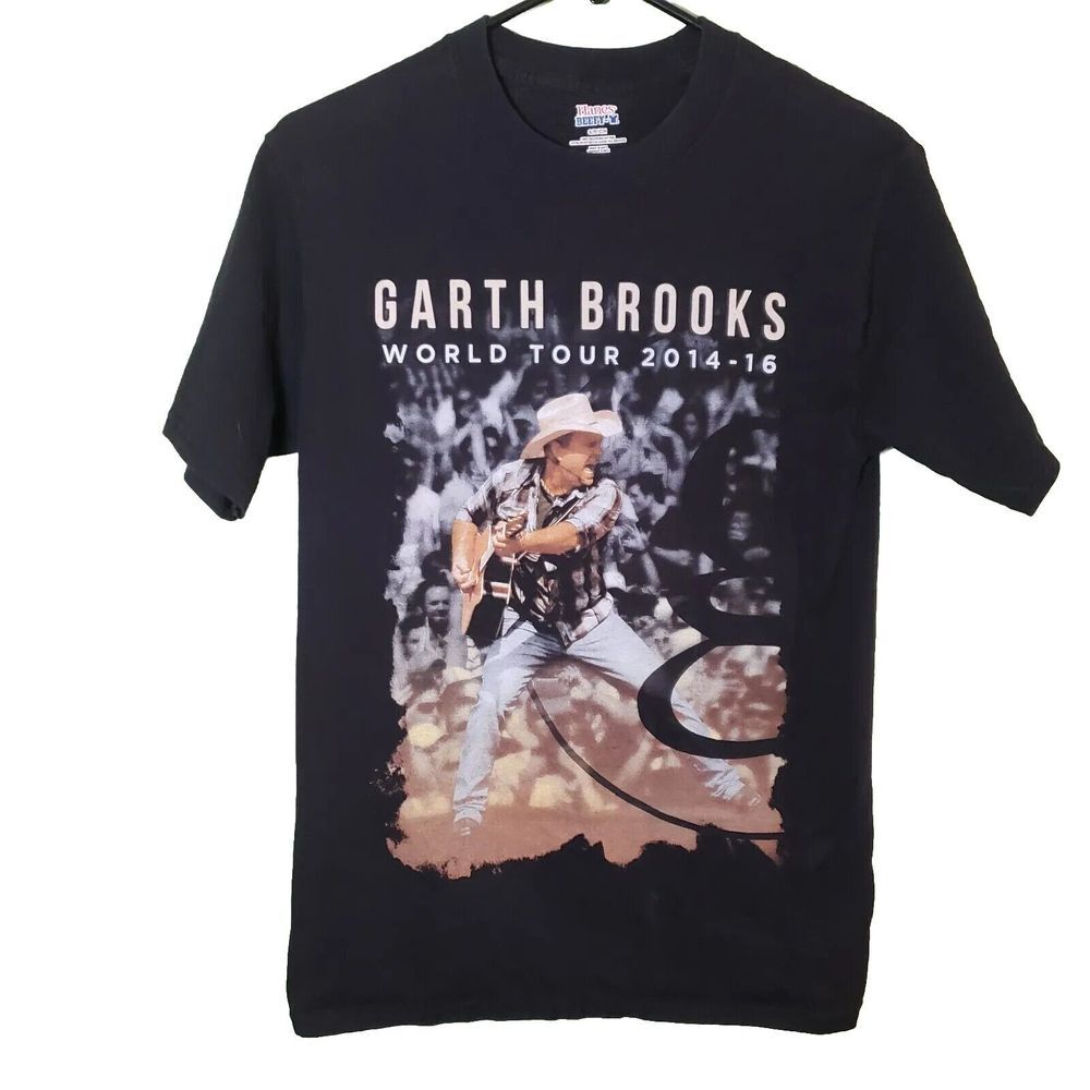 Garth Brooks World Tour 2014-2016 Hanes Beefy Black T Shirt Size Small